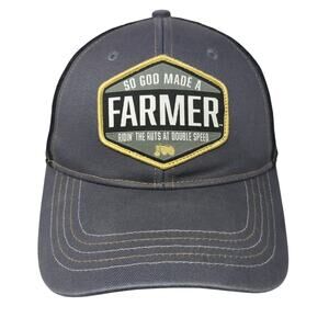 So God Made A Farmer Ridin' The Ruts At Double Speed Trucker Hat Gray OS Mesh
